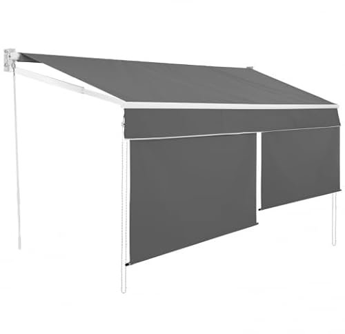 IDMarket - Estor manual (4 x 3 m), color gris antracita Lambrequin H.1,50 m, color gris