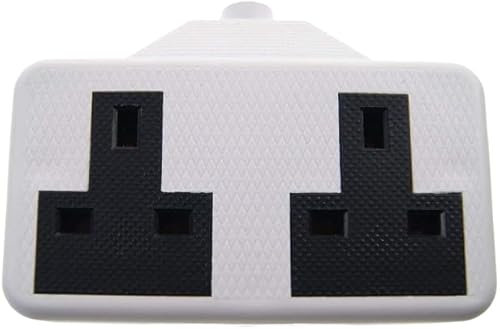 PNJB White Extension, Rewireable, Socket For Extension Cable Single Gang, Trailing 2 Gang, Electrical Plug, Versatile, Double Gang Design