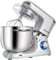 Aumate Robot Pâtissier, Robot de Cuisine Professionnel 1400 W 8 L, Robot Pétrin avec Fouet, Batteur et Crochet Pétrisseur, 6+P Vitesses (Argent)