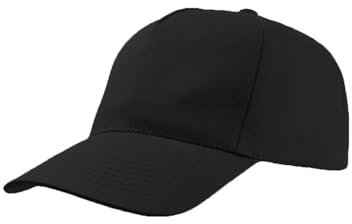 Cappello Uomo Donna con Visiera Cappellino Estivo, Berretto Regolabile Baseball Tennis Padel Unisex 100% Cotone Basic, per Sport Tempo Libero Mare (Nero)