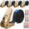KIMIGO 6M Sangle d'Arrimage,5 Pièces Sangle à Cliquet avec Boucle,Sangles D'arrimage À Cliquet pour Fixation Moto,Voiture,Porte Vélo,Bagage,Déménagement Puissance de Traction
