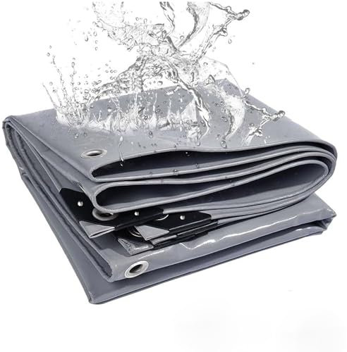 JXLQFA Telone Impermeabile per Esterno In PVC, 1.5x2 m Telone Occhiellato Impermeabile con Occhielli Rinforzati per Mobili, Anti-UV Multiuso JXL11, Grigio