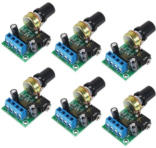 JUITAO 6Pcs LM386 10W Mini Power Amplifier Board Audio Amplifier Module DC 3-12V Volume Adjustable Control