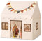 COSTWAY Tente de Jeux Enfant avec Guirlandes Lumineuses & Drapeaux, Cabane Enfant Interieure avec 3 Fenêtres & Tapis Antidérapant, Rideaux en Maille, Style Princesse pour 3 Enfants de 3-14 Ans