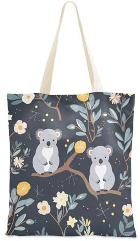 Foiosoh Bolsas de lona personalizadas con mapache azul marino, bolsas de lona para mujer, bolsa de lona a granel, bonitos regalos para mujeres, bolsa de mano reutilizable, Mapache personalizado azul