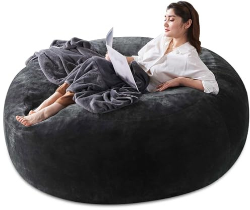 5FT,Big Bean Bag Chairs for Adults,Bean Bag with Filler Included,Memory Foam Bean Bag,Giant beanbag,Suitable for Reading Chairs in Living Room, Bedroom and Dormitory.(Dark Gray)