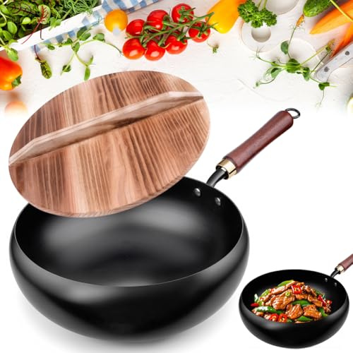 Wok Non Stick, Carbon Steel Wok, Cast Iron Wok, No Chemical Coated Uncoated
