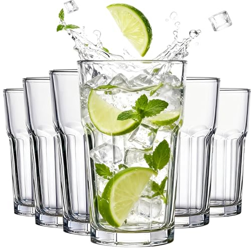 DTREEL Wassergläser 6er Set Langlebige Trinkgläser Klassisches Design für Wasser Saft Bier Wein und Cocktails