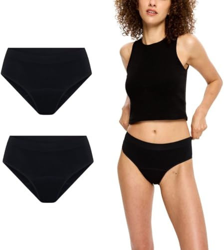 Modibodi Women's Period Bikini Brief Moderate 30ml Black | Leak-Proof Protection, Made for Everyday Wear