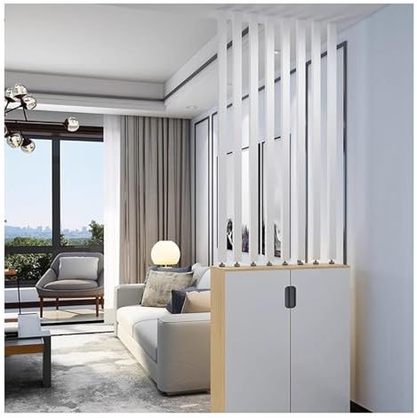 Lamellen Raumteiler ，Säulengitter vom Boden bis zur Decke trennwand raumteiler，Hoch Boden bis Decke Sichtschutz ，für Badezimmer Kita Studio Wohnung Raumtrennung(8 Root,150cm/59.0in/4.92ft)