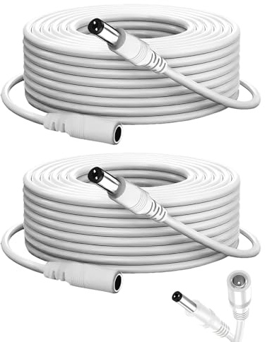 hommova 2 Pcs 5M 5.5 mm X 2.1 mm Extension Lead, 12V White DC Power Extension Cable for Camera Led Strips Routers