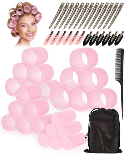 lulir 50 Pièces Bigoudis Cheveux Set, 24 Cheveux Chauffant Heatless Curling