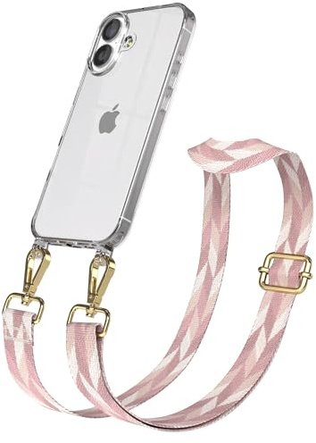 EAZY CASE Handykette - Verstellbares Taschenband kompatibel mit iPhone 17, Schulterriemen, Handykordel mit Silikon Hülle, Umhängetasche, Rosa Mix Gold