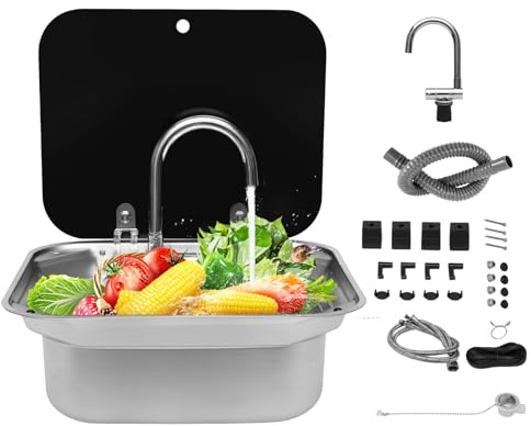 LENJKYYO Kit d'évier de camping avec fermeture éclair - Lavabo de camping - Lavabo de caravane - Lavabo de camping-car - Kit d'évier avec accessoires pour camping-car