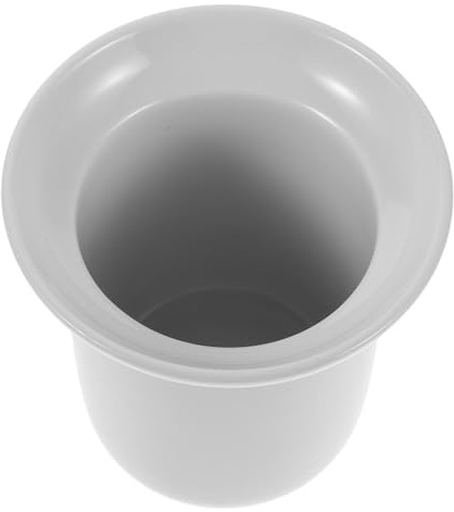 HIAKDOFT Keramik Toilettenbürstenbecher Weiß Minimalistisch Hygienisch mit Stauraum Kompakter Eck Toilettenbürstenhalter für Modernes Badezimmer