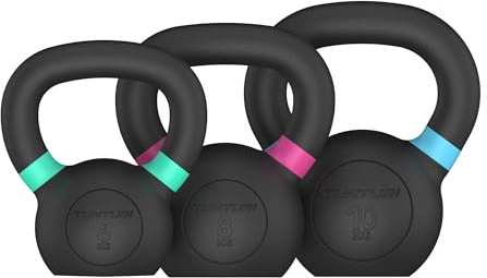 Tunturi Platinum Gusseisen Kettlebell Set – 6–10 kg – Inkl. gratis Fitness-App