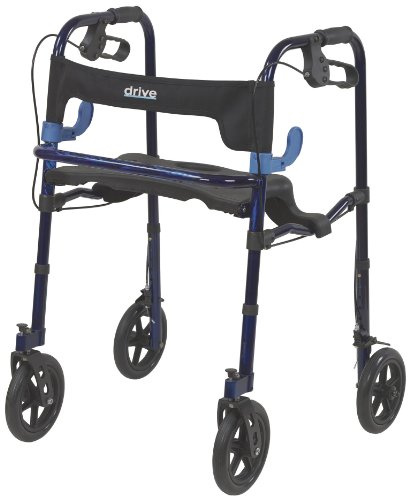 Drive Medical 10243 Clever Lite Deluxe Foldable Rollator Walker, Blue