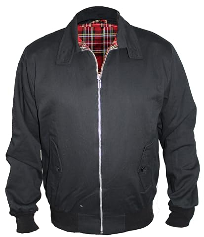 Skytex UK Harrington-Jacke Klassisch/Retro/Mod, in 10 Farben erhältlich, Größen XS-8XL Gr. Medium, schwarz