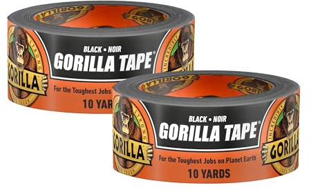 Gorilla 6012110 Duct Tape, 1.88 x 12 yd, Black, (Pack of 2), 2-Pack