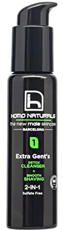 Homo Naturals Limpiador facial hombre Natural - 2en1 Limpieza facial + Crema para afeitar - Jabón cara hombre - Rutina diaria masculina con efecto Detox - 70ml
