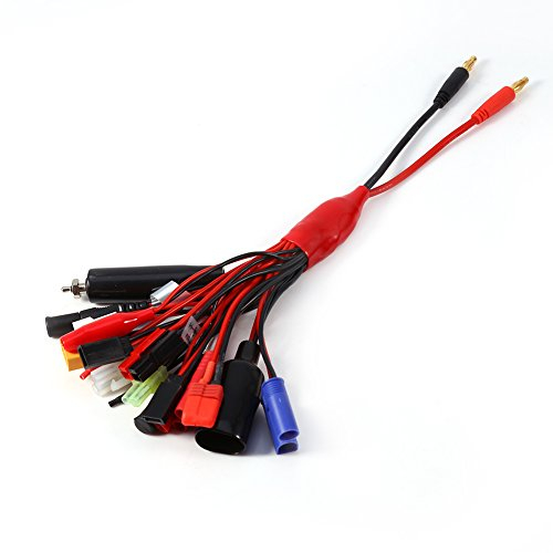 Dilwe 19 in 1 Lipo Ladegerät Kabel, 4mm Bananenstecker auf T-Stecker, XT60, EC3, EC5, Futaba, HXT, Tamiya, Mini Tamiya, mCP X, Mini Deam T Stecker usw., 19x Stecker Set Kit für RC Akku Lipo usw.