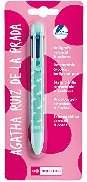 Miquelrius - Bolígrafo con 6 Colores , 1 Unidad , Agatha Ruiz de la Prada, Colección Tulipanes