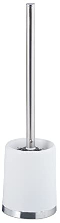 1 x WC-Garnitur, Kunststoff WC-Bürstenhalter mit Toilettenbürste, stehend, wechselbarer Bürstenkopf, 37 cm, weiß