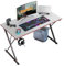 DESINO Bureau Gaming 100 x 50 cm, Bureau Gamer avec Plateau en Fibre de Carbone, Crochet pour Casque, Bureau Informatique Ergonomique, Gris