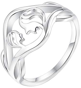 YL Mutter und Tochter Ring 925 Sterling Silber Mutter Ring Geschenke für Mama Damen (Größe 56)