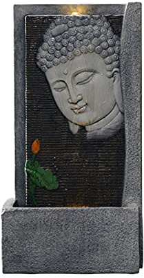 QTBH Fontaine d’intérieur Fontaines d'eau Cascades intérieures Buddha Tabletop Fontaine d'eau avec Fontaine de Bouddha à l'intérieur de la lumière - Fontaine d'eau de Plateau Zen Zen'Light Fontaine