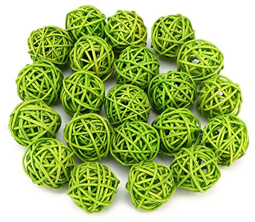 Tyenaza Rattankugeln Dekosteine Rattan dekorative Kugeln, 20Pcs Rattankugeln Wandbehang Beleuchtung Dekoration Baumdekoration für Hochzeit, Weihnachten, Party, Hängedekoration
