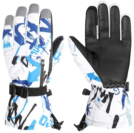 TRIWONDER Skihandschuhe, Winddichte Warme Snowboard Handschuhe, Winterhandschuhe für Damen, Herren und Kinder (Blau, S (9-13 Jahre alt))