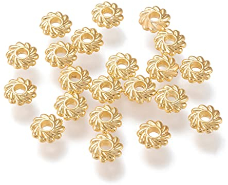 BENECREAT 150PCS 18K Gold Plated Spacer Beads Flower Metal Spacer Beads for Jewelry Making Findings and Craft Work, 4.8x1.5mm (Hole: 1.2mm)