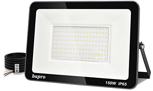 loyal 150W LED Strahler Außen, Superhell 15000LM LED Außenstrahler 6000K Kaltweiß, 120° Ausleuchtung, Hochwertiger Aluminium-Druckguss, IP65 Wasserdicht LED Scheiwerfer für Gärten Garage Flur