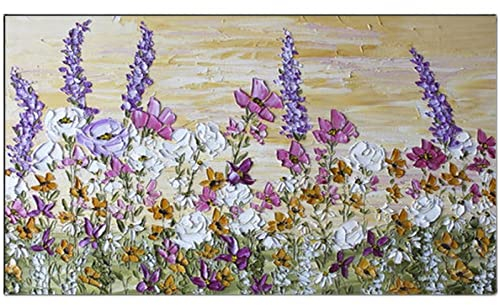 Handgemalte Acrylbilder, Lila Lavendel Rose Blume Busch Landschaft Moderne Abstrakte Kunstwerk Original Handgemalte Ölgemälde Auf Leinwand Wandkunst Für Wohnzimmer Schlafzimmer Büro Wohnkultur