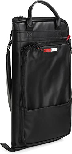 Gator Cases Deluxe Tasche für Drumsticks Schlagzeug Stöcke, für den Transport und zur Befestigung an Trommeln, Kunstleder schwarz (GP-STICKBAG-DLX)