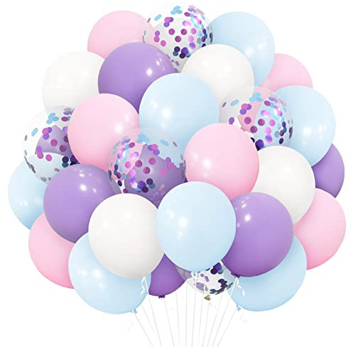 Eitolo Lot de 30 ballons en latex à l'hélium pour fête prénatale, mariage, fiançailles, anniversaire - 30,5 cm - violet macaron, rose, bleu, blanc