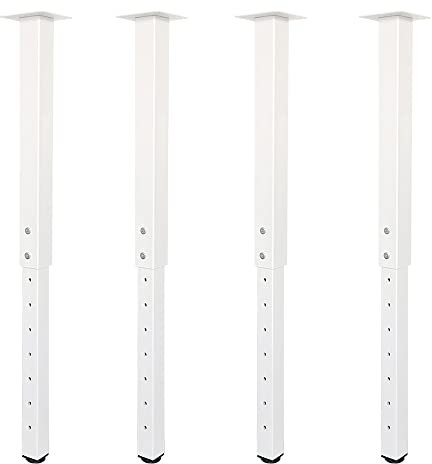 QLLY Lot de 4 Pieds de Table carrés réglables, 60 à 100 cm, pour la Maison et Le Bureau, à Faire soi-même, Blanc