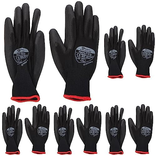 Polyco Matrix P PU Palm Coated Grip Gloves - Single Pair, 9/Large Size (Pack of 5)
