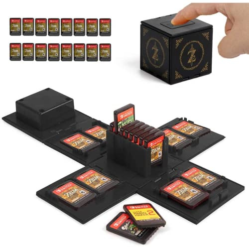 doepeBAE Game Card Case for Nintendo Switch,Deformable Expandable Switch Game Card Holder,Cube Game Card Storage Box,Large Capacity Game Card Organizer with 16 Card Slots (Z Black)