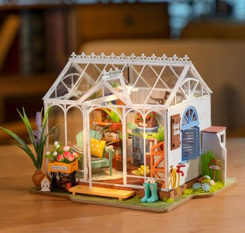 ROWOOD Dollhouse Kit Dreamy Garden House, Wooden DIY Miniature Room, 1:20 Scale Toy Model Building | Creative Craft Kits Gifts for Christmas