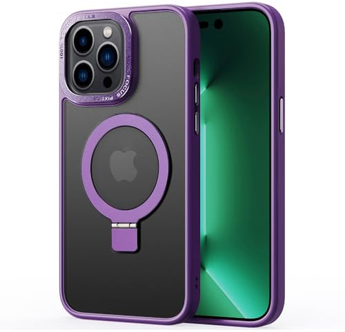 2NSPDRGNI Magnética Funda Compatible con iPhone 14 Pro,Traslucida Mate Carcasa Case Cover con Soporte,Morado