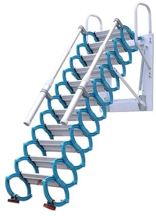 EYPKPL Dachbodentreppe, manuelle Wandmontage, Dachbodentreppe, Faltbare Stufenverlängerung, Dachbodenleiter mit Handläufen, Dachbodenleiter