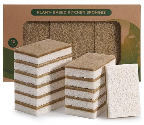 Spugne naturali per piatti, confezione da 12 – Keep Soap Biodegradabile Spugna da cucina compostabile al cocco – Spugne ecologiche per la pulizia
