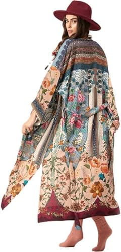 RanRui Kimonos for Women Duster Kimono Beach Boho Kimono Beach Cover up bathing suit cover up, 228-0, One Size