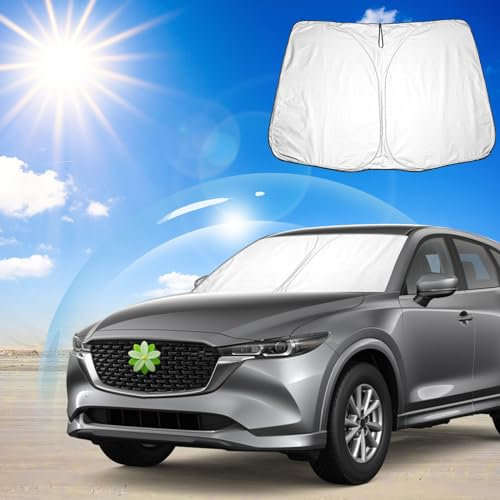 Ruiya Parasol para Parabrisas Delantero Compatible con Mazda CX-5 2017-2024 2025 Parasol Coche Delantero Anti UV Rayos Parabrisas de Coche Parasol Plegable Protección Solar para CX-5 Accesorios