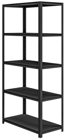 Jan Nowak Lagerregal Werkstattregal Schwerlastregal Kellerregal 5 Metallböden Belastbar bis 425 kg Metall 183 cm x 90 cm x 45 cm (Schwarz)