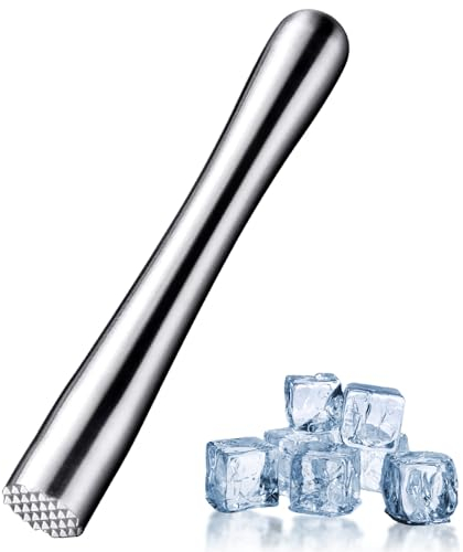 Cocktail Muddler - Ice Mixing Stick Stainless Steel Fruit Ice Crusher Bar Tools Ice Crushing Hammer Fruit Mixer Bartender Tool Multipurpose Pestle Fruit Crusher for Mint and Other Fruit Based Drinks