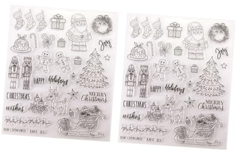 COHEALI 2st Weihnachtsstempel Weihnachtsfeier Gefallen Weihnachtsstrumpf Stuffer Weihnachtskarte Handwerk Briefmarken Weihnachts-scrapbooking-briefmarken Fotoalbum Weihnachten Kieselgel