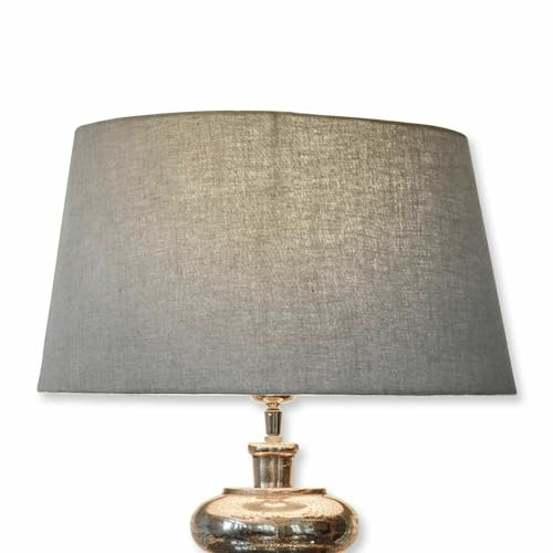 Loberon Lampenschirm Boffas, für Tisch- oder Stehlampen geeignet, Weite Öffnung, passend für E27-Fassungen, Wohn-Accessoire, Eisen, Leinen, Taupe